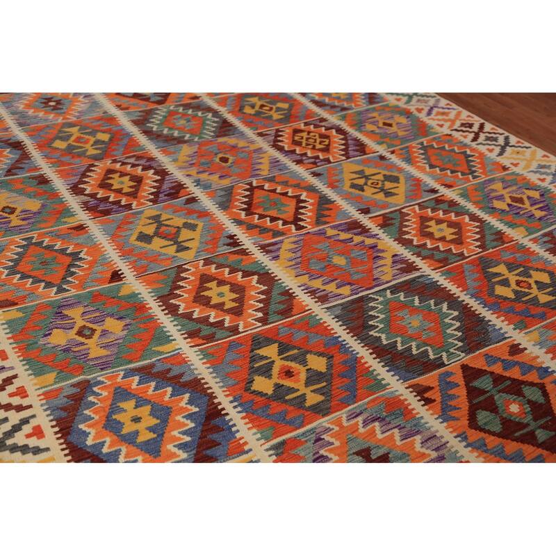 Kilim Oriental Area Rug Flatweave Reversible Multi-Color Wool Carpet - 8'0"x 11'6"