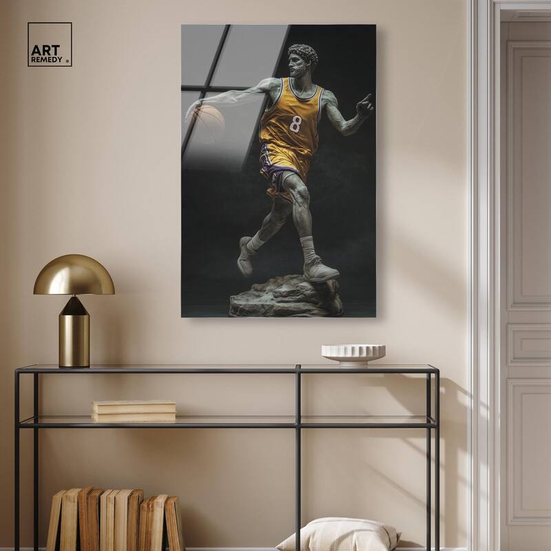 Basketball Yellow Uniform Acrylic by Art Remedy, Ready to Hang