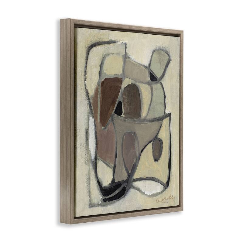 Stupell Rustic Curved Shapes Abstract Framed Floater Canvas Wall Art Design By Lanie Loreth