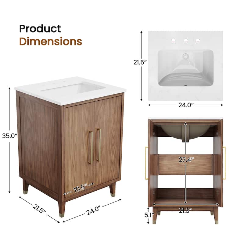 24-Inch Minimalist Bathroom Vanity with Sink