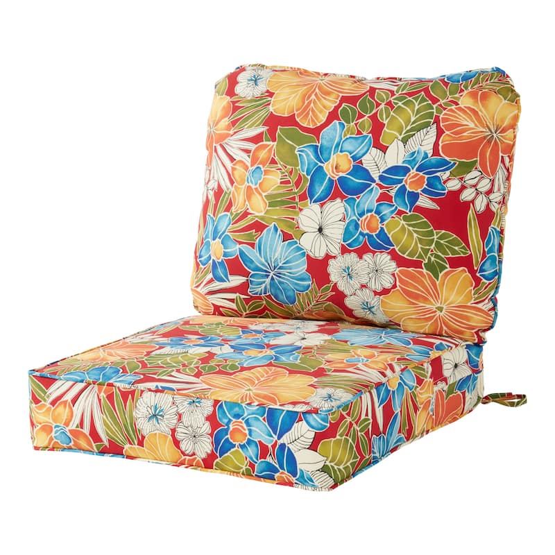 Aloha Red 2-Piece Premium Deep Seat Outdoor Cushion Set (Cushions Only)