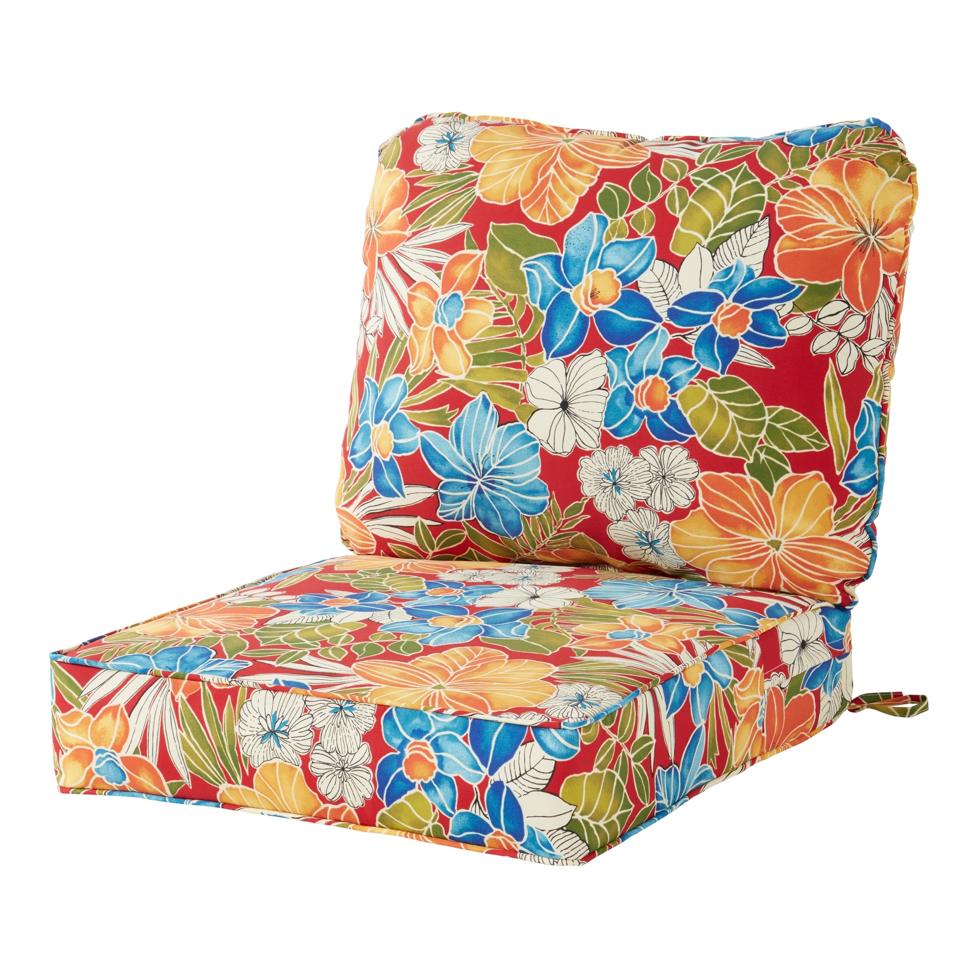Aloha Red 2-Piece Premium Deep Seat Outdoor Cushion Set (Cushions Only)