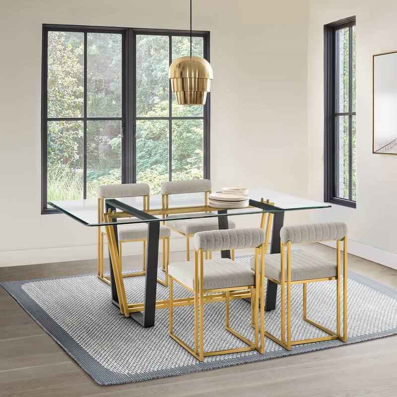 Anastasia Modern Upholstered Metal Dining Chairs - Set of 2