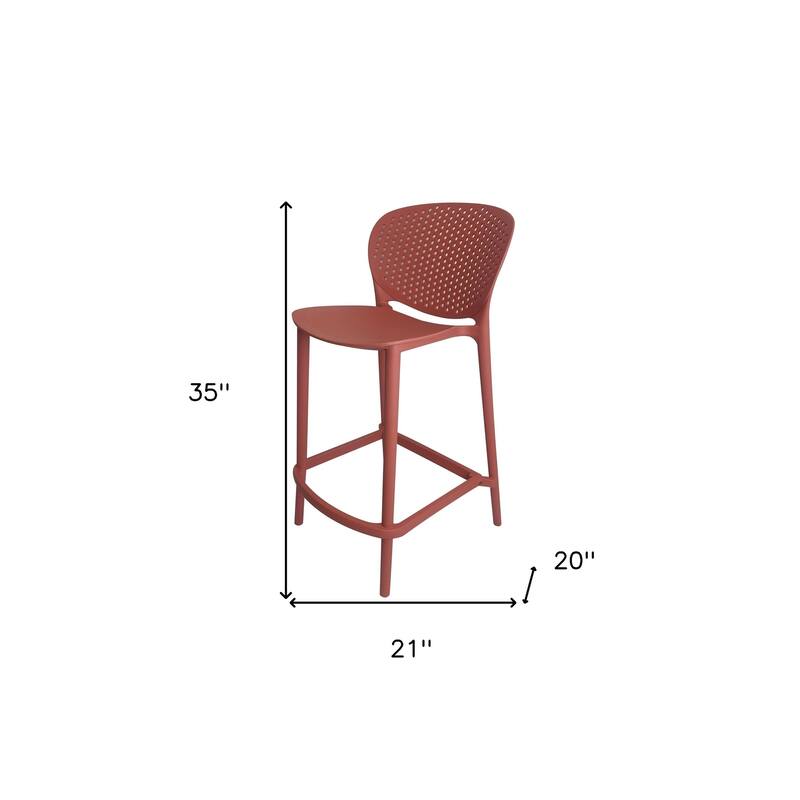 HomeRoots Set of Four 26" Orange Heavy Duty Plastic Low Back Counter Height Bar Chairs