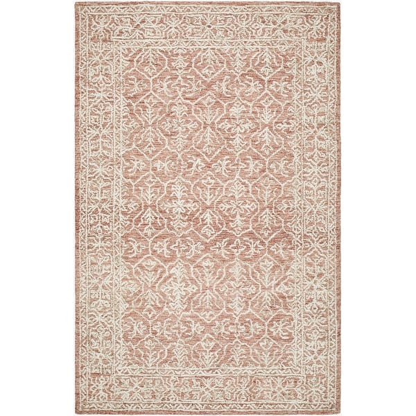 slide 2 of 6, Livabliss Sicily Casual Solid Color Wool Area Rug Red/White - 5' x 7' 6"