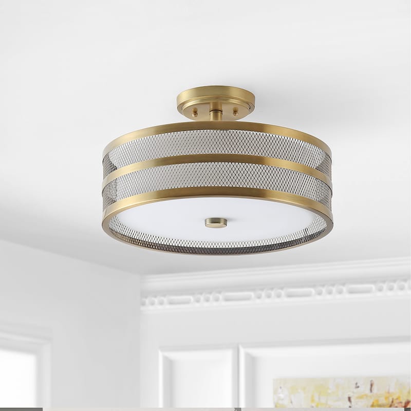 SAFAVIEH Lighting Latasha 3-Light Veil Gold Ceiling Light - 15.75"x15.75 x9.625 - 16Wx16Dx10H