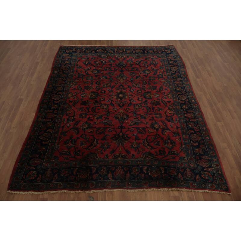 Hand Knotted Oriental 100% Wool Carpet Traditional Floral Pink Bidjar Area Rug - 9' 11'' X 7' 9''