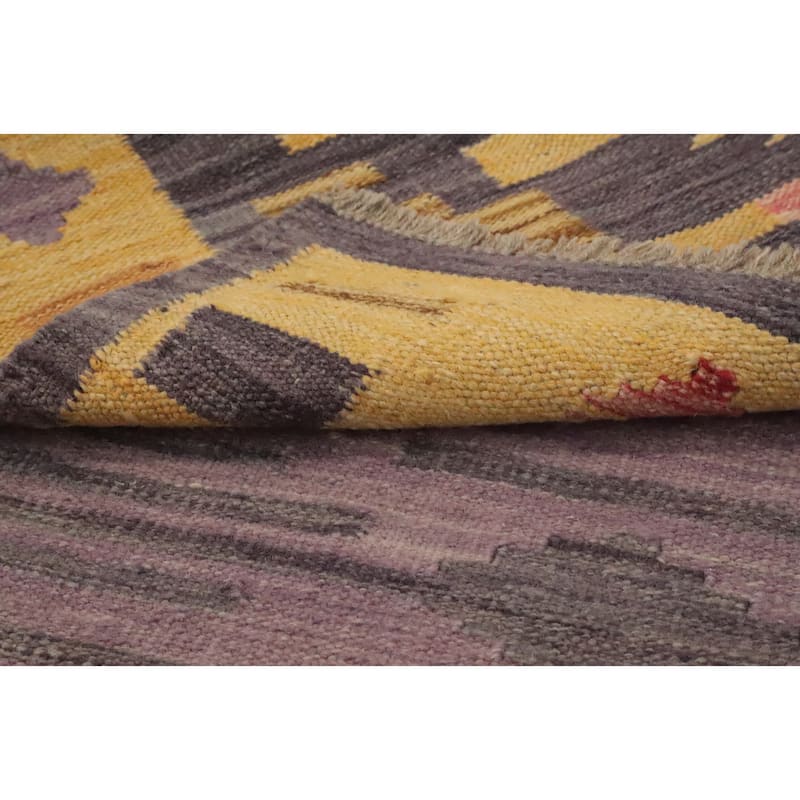 Hand Woven Oriental 100% Wool Carpet Southwestern Tribal Yellow & Gold Kilim Area Rug - 5' 1'' X 3' 3''