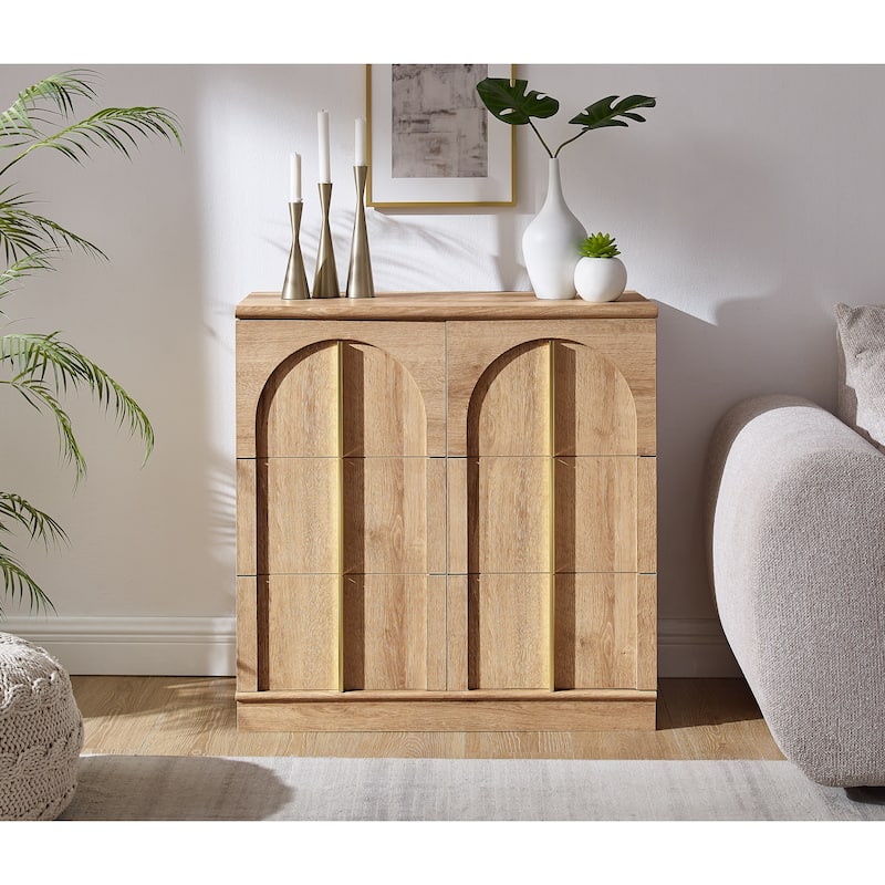 Buffet Cabinet with Arched Doors, Wood Sideboard with Adjustable Shelf