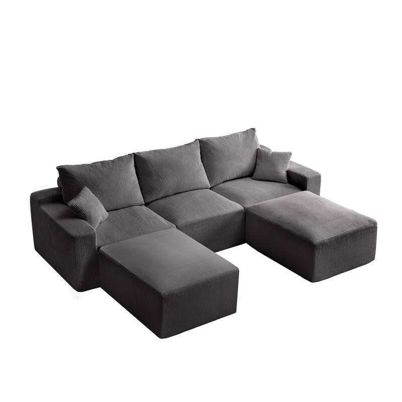 110" L-Shaped Cloud Sofa, 3-Seater Deep Seat Chaise, Plush Foam