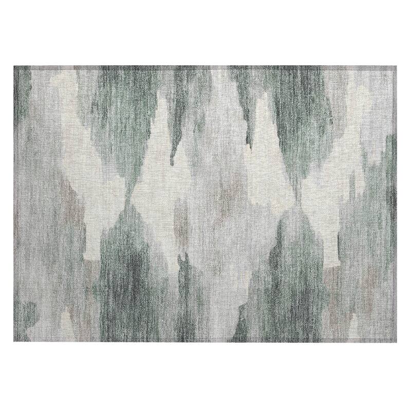 Machine Washable Indoor/ Outdoor Abstract Watercolor Chantille Rug