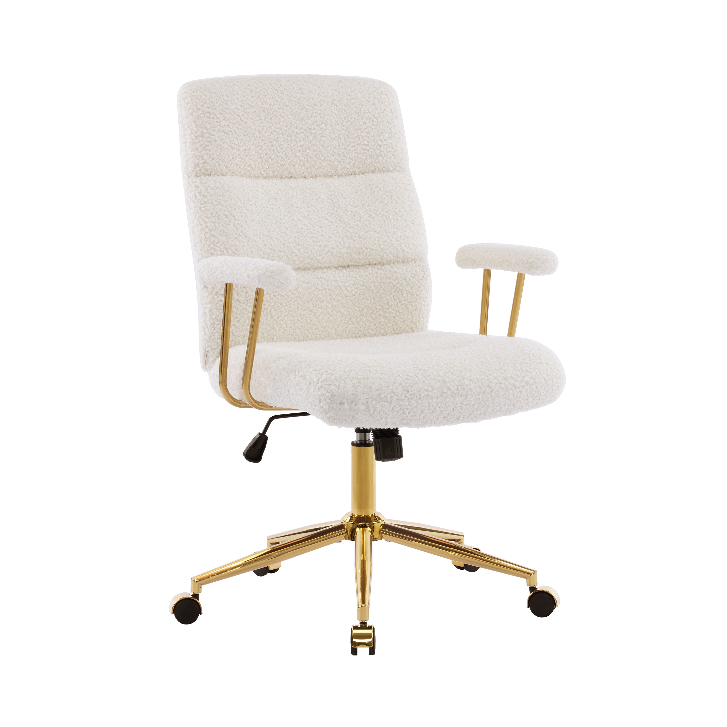 Textured Boucle Fabric Office Chair, Height Adjustable Desk Chair with Padded Arms