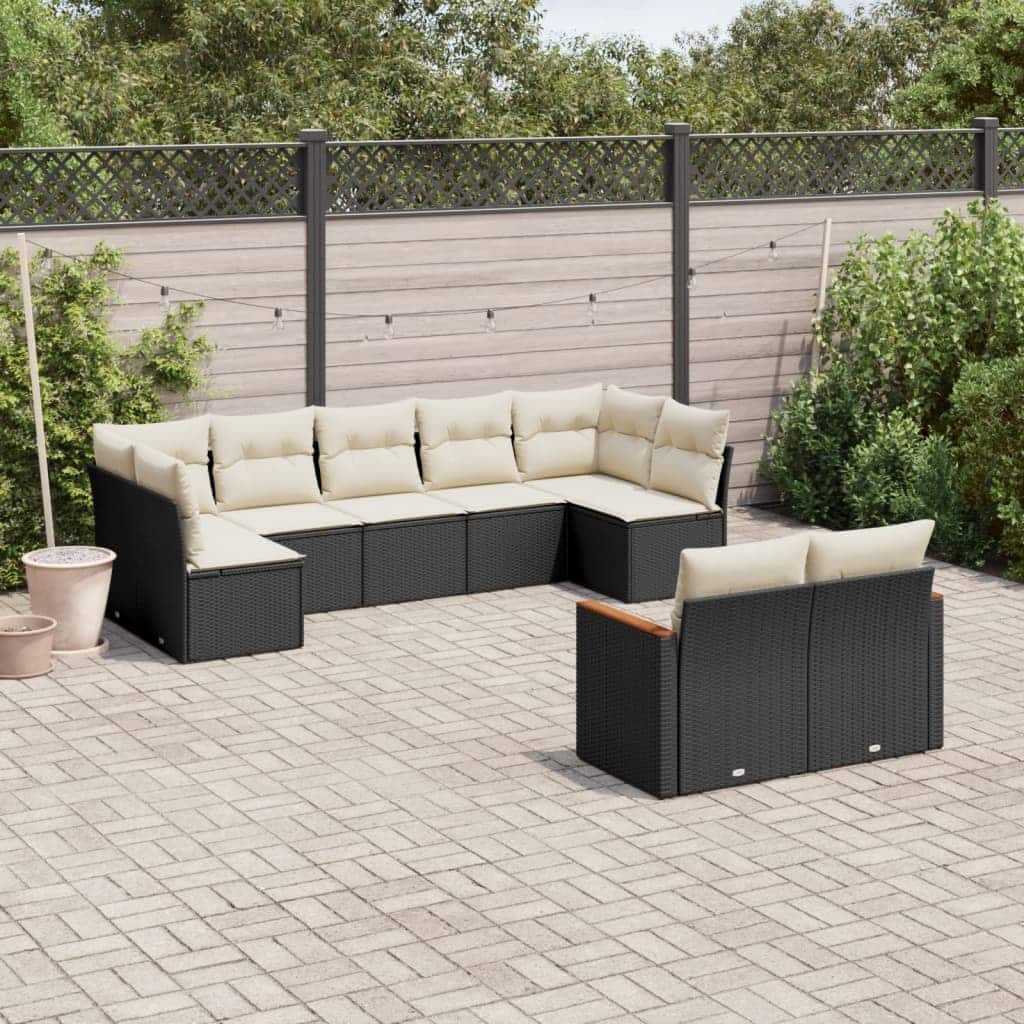 vidaXL Patio Sofa Set with Cushions Outdoor Conversation Furniture Poly Rattan