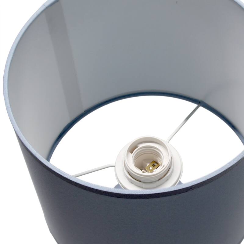 Vertical Grooved Ceramic Table Lamp with Drum Shade - 16" - Slate Blue