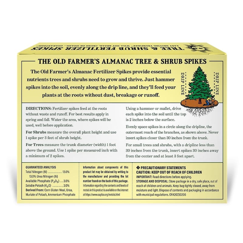 The Old Farmer's Almanac Tree & Shrub Fertilizer Spikes 13-3-3