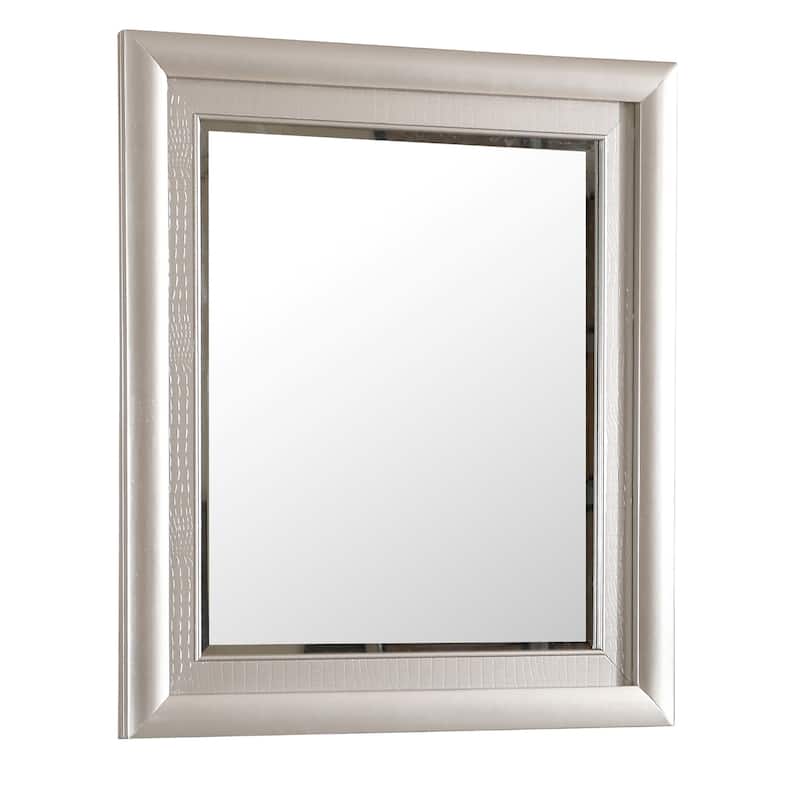 Wooden Framed Rectangular Dresser Wall Mirror - 46" - Silver