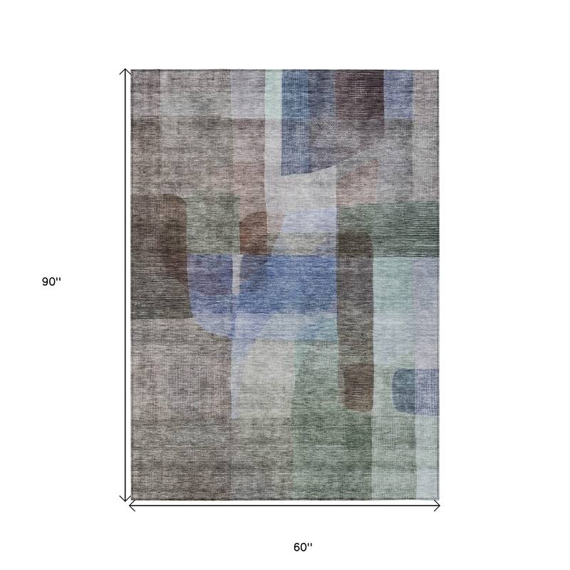 HomeRoots Abstract Transitional Rectangle Outdoor Rug