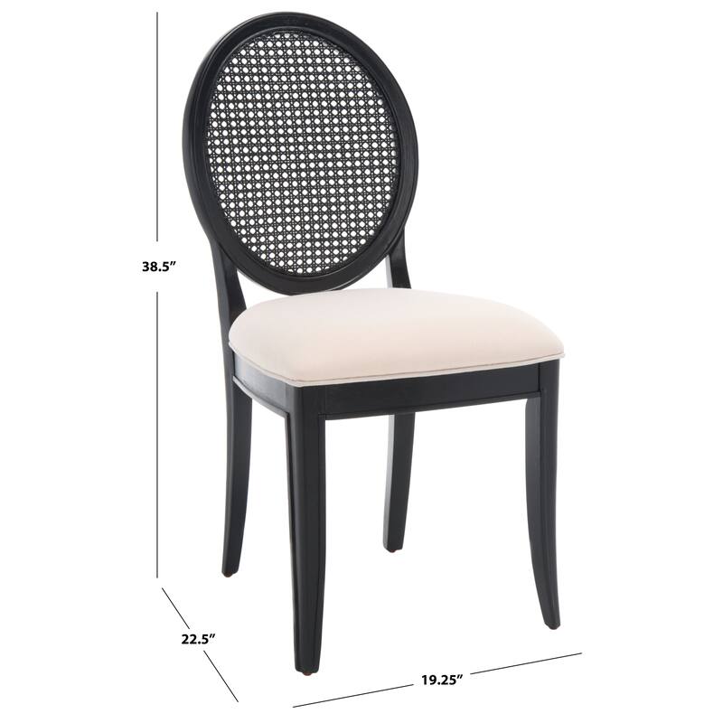 SAFAVIEH Couture Matthildi Rattan Back Dining Chair (Set of 2) - 19 In W x 22.5 In D x 38.5 In H - 19Wx23Dx39H