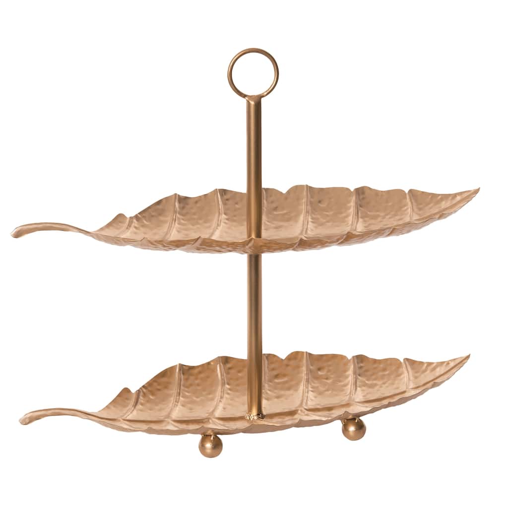 Transpac Metal 19.25" Bronze Spring Tiered Leaf Display Stand