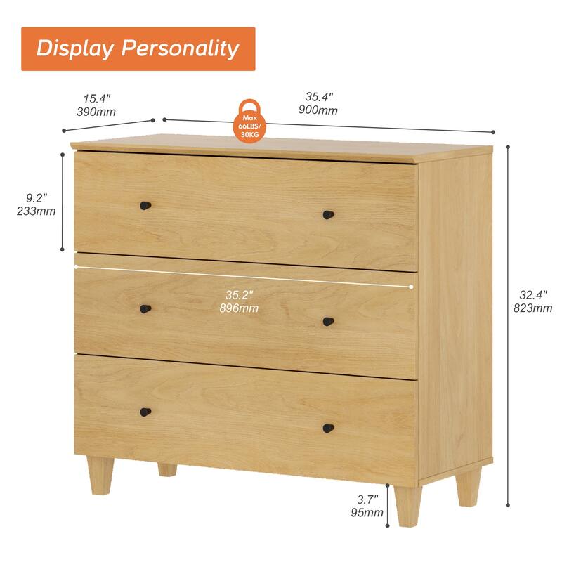 3-Drawer Dresser and Nightstand Set for Bedroom - 2 Packs