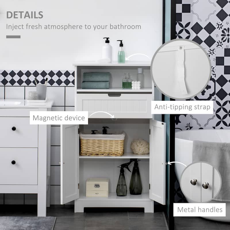 kleankin Bathroom Storage Cabinet Freestanding Bathroom Storage Organizer with Drawer and Adjustable Shelf , White - N/A