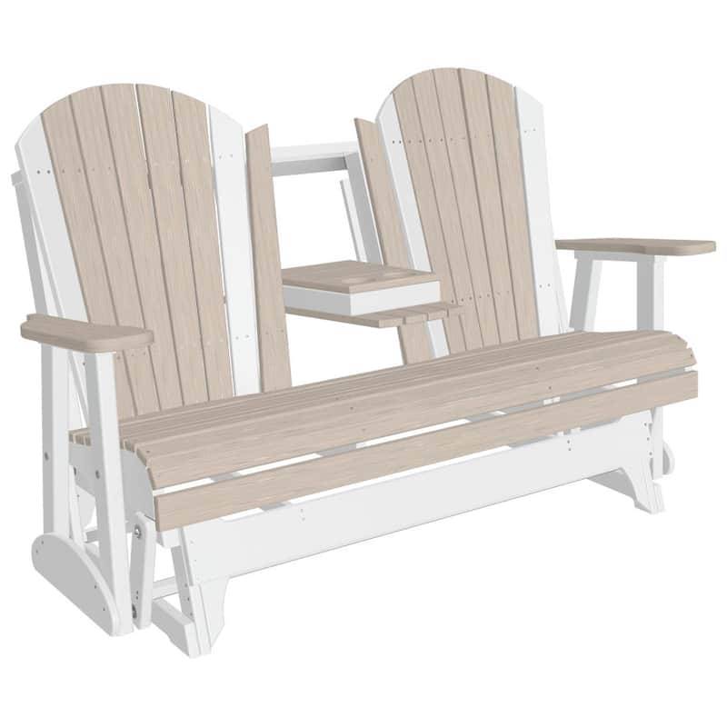 Poly Lumber Adirondack Glider - 5' - Birch Woodgrain & White