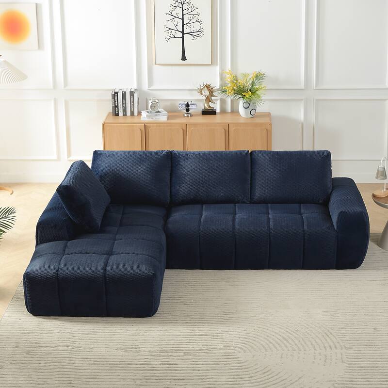 Mnimalist Compressed Sleeper Couch L-shaped Chaise Sectional Sofa