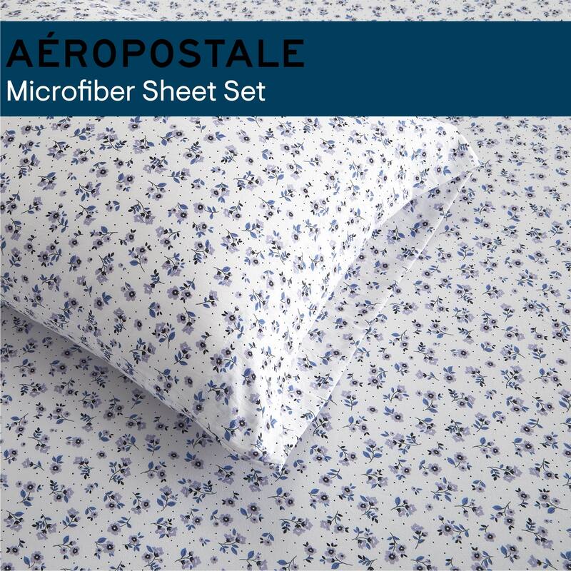 Aeropostale Premium All Season Microfiber Purple Ditsy Floral Sheet Set