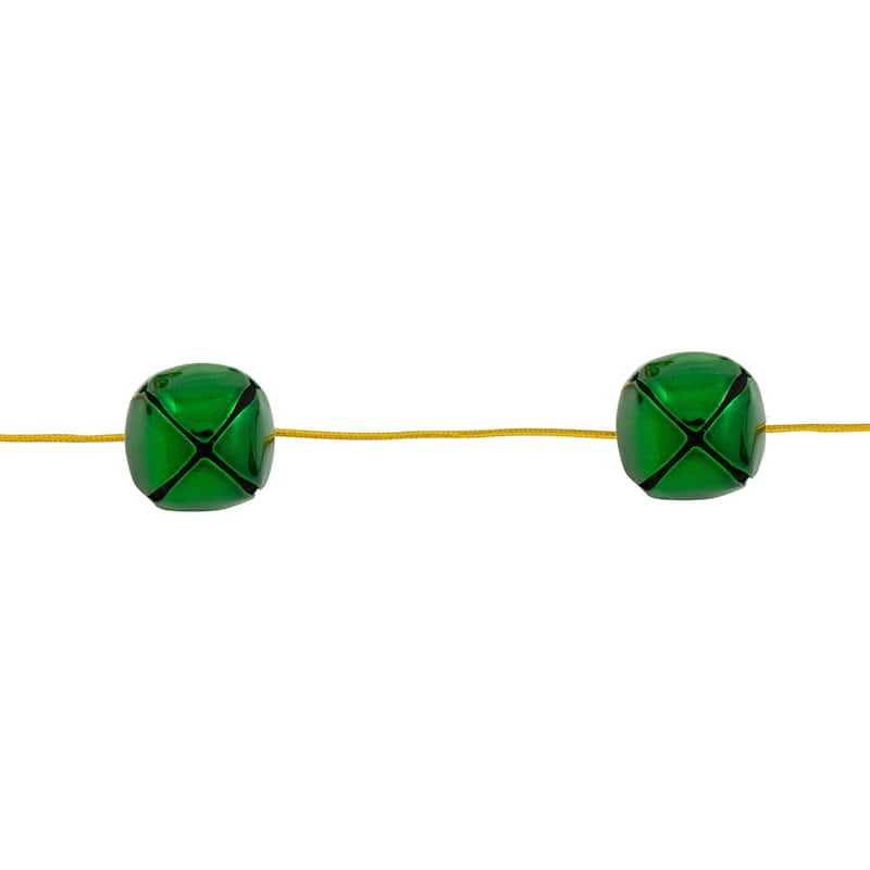 Shiny Metal Jingle Bells Christmas Garland - 7.5' x 1" - Green