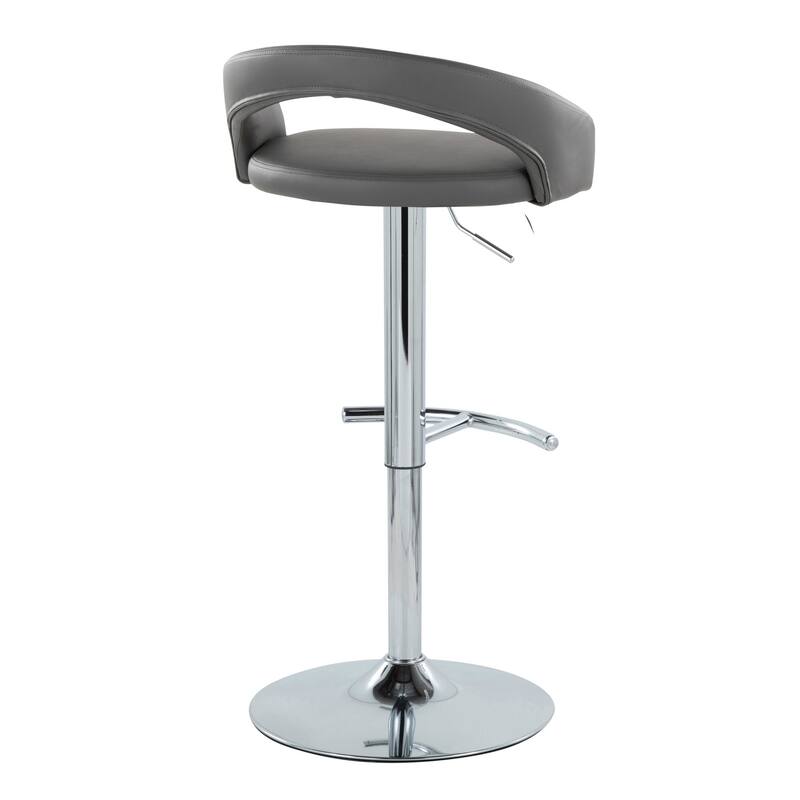 Grotto Upholstered Adjustable Barstool with Chrome Metal - Set Of 3