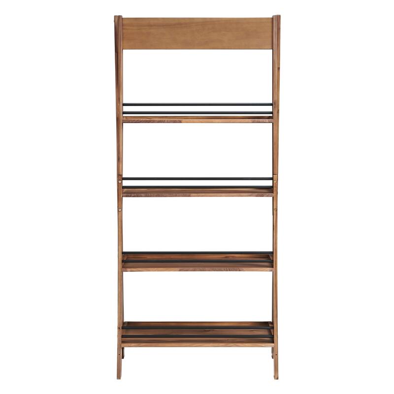 Lavish Home 4-Tier Wood Ladder Bookshelf, Walnut