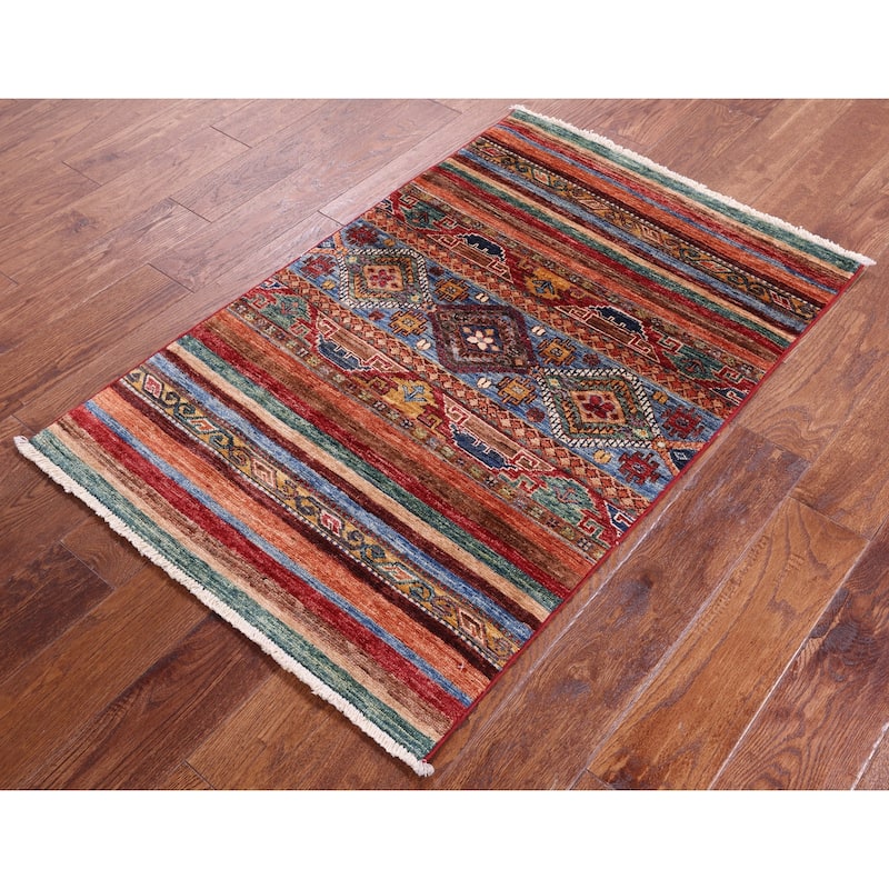 Golden Nile Khorjin Persian Gabbeh Handmade Wool Rug - 2' 7" X 4' 1"