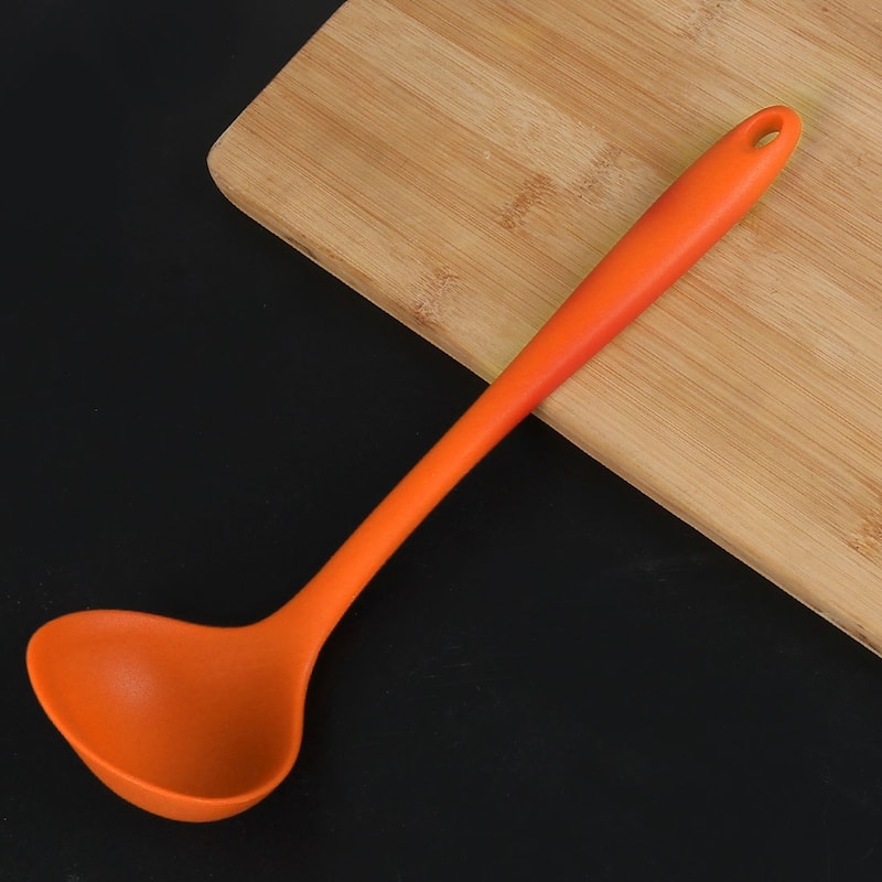 Silicone Soup Ladle Spoon 8.5 " Heat Resistant One Piece - 8.5" x 2.6"(L*W) - Orange