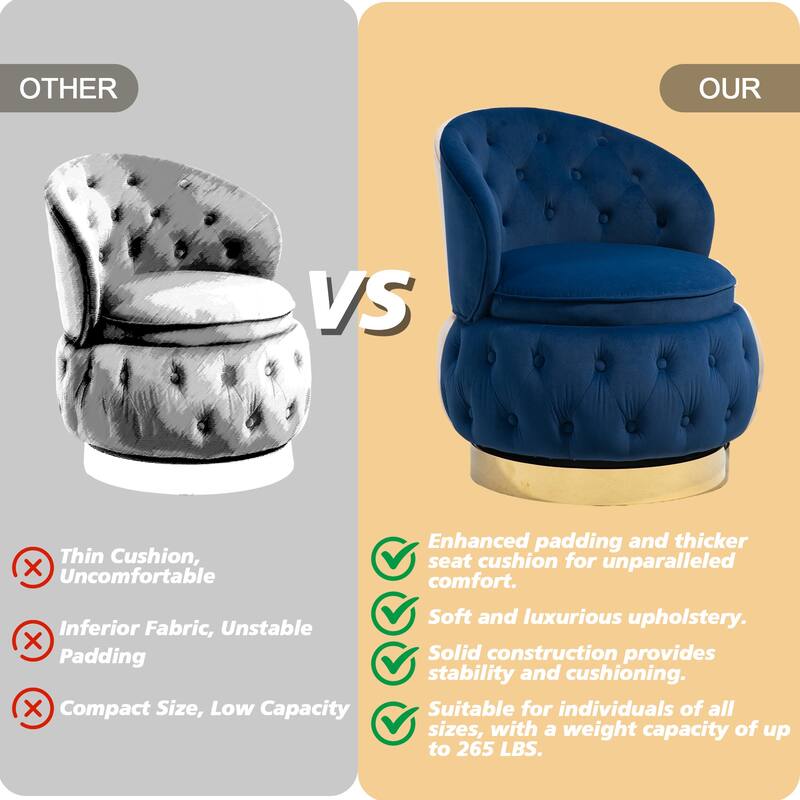 360 Degree Swivel Cuddle Barrel Accent Storage Chairs, Round Armchairs with Wide Upholstered, for Living Room