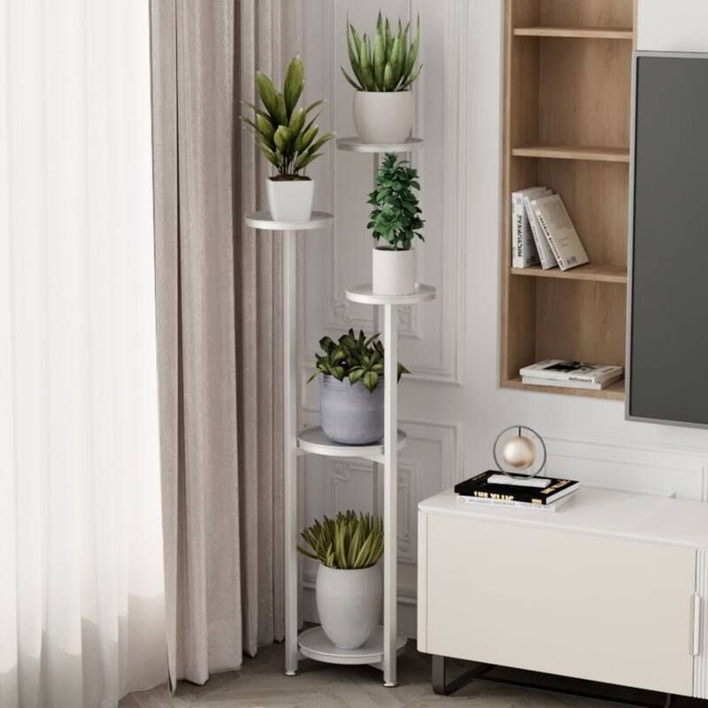 Multi-Layer Plant Stands For Indoor Plants With Anti-slip Feet, Corner Plant Stand, Tiered Plant Stands - White-120cm