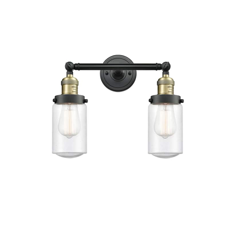 Innovations Lighting Dover 2 Light 14" Wide Bathroom Vanity Light - Black Antique Brass / Seedy