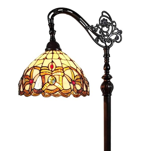 Tiffany Style Floor Lamp Arched 62 Tall Stained Glass Tan Bedroom Living Room Reading Gift Am272fl11b Amora Lighting Overstock