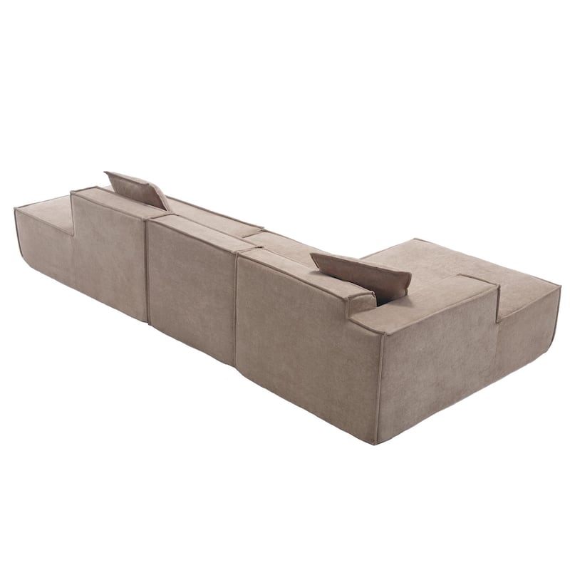 129.5'' Minimalist Modular L-Shaped 4 Seater Sectional Sofa Set with Chaise, Versatile Free-Combination Design