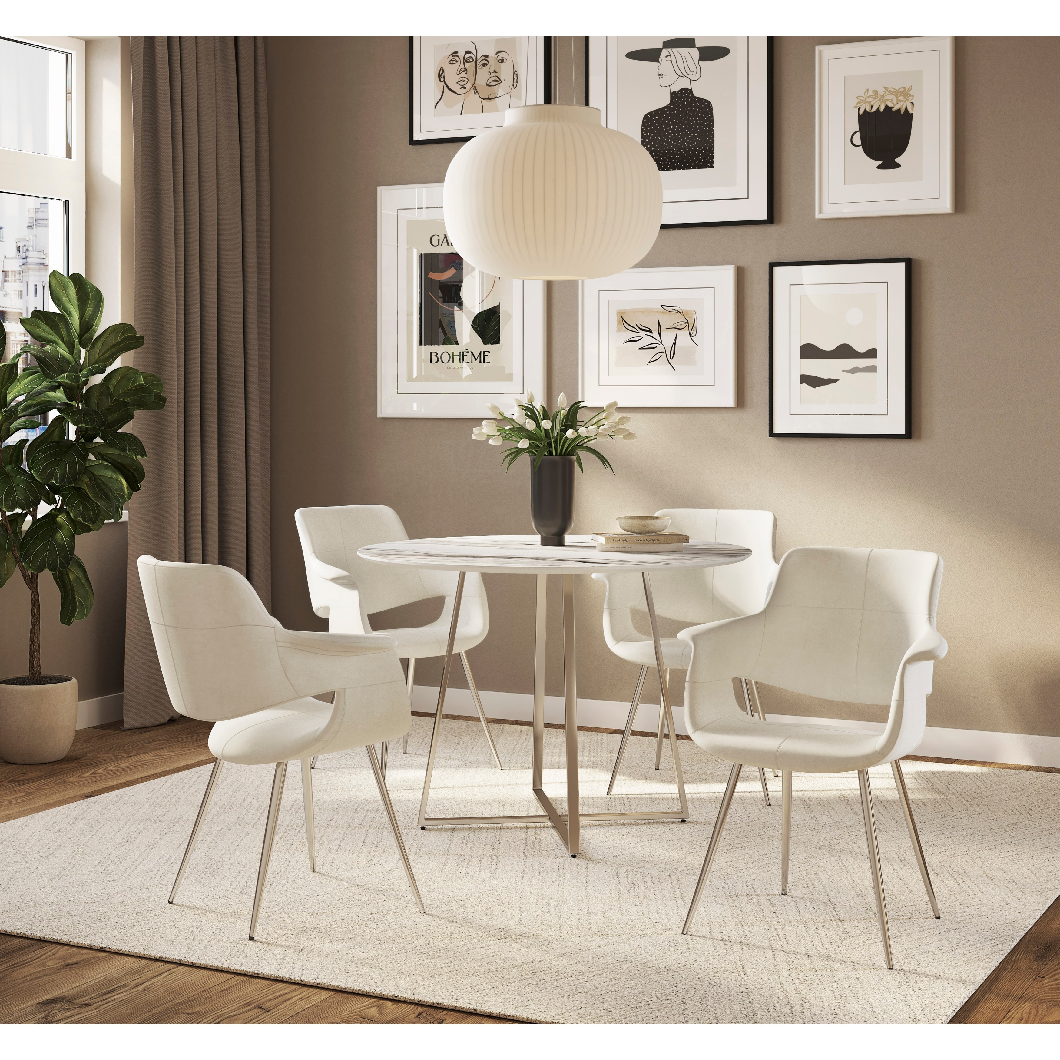 Silver Orchid Fauske Upholstered Chair with Metal Legs - Set of 2
