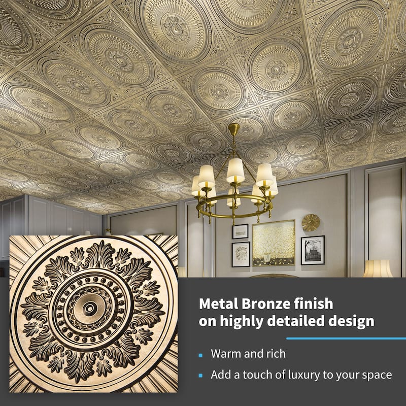 Art3d 12-Pack Drop Ceiling Tiles 24''X24'', Decorative PVC Ceiling Panels