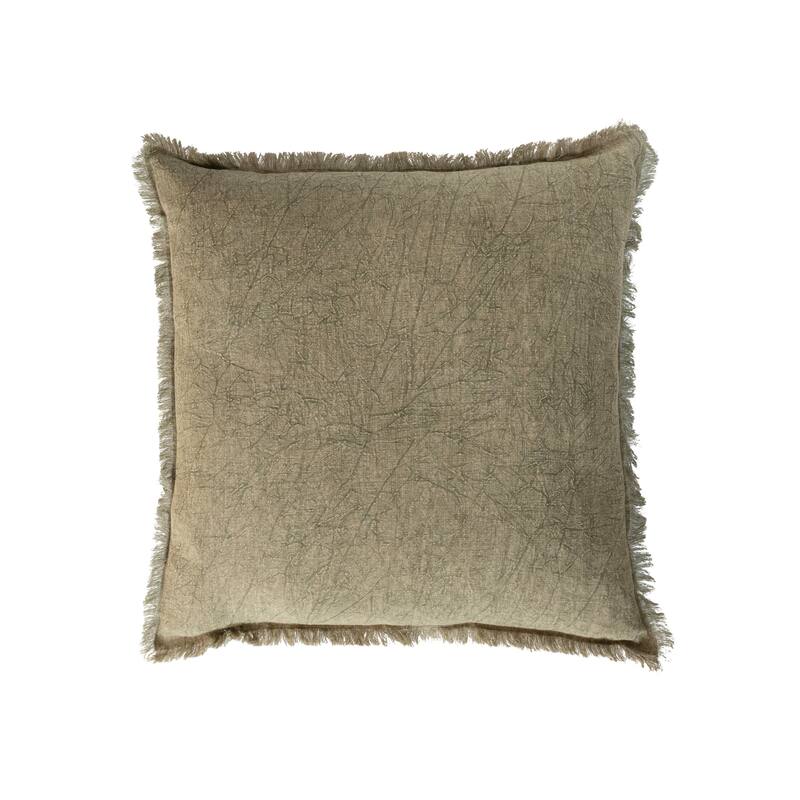 Stonewashed Linen Pillow with Fringe