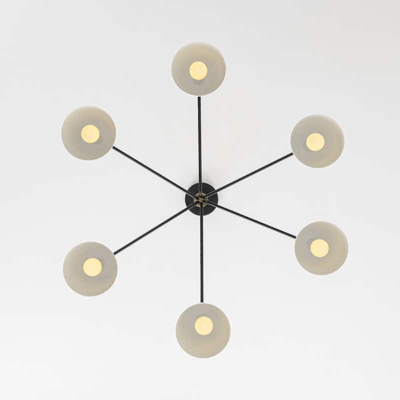 Modern Farmhouse 6-Light Curved Arm Metal Chandelier