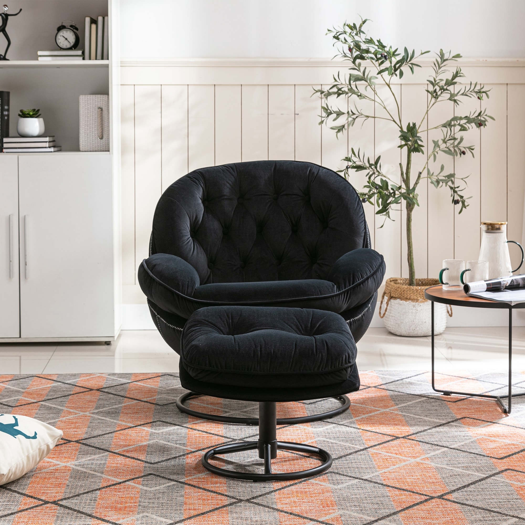 Lounge chair in living room on sale