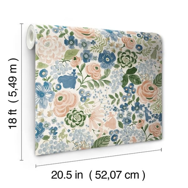 Disney Princess Blue Watercolor Floral Peel and Stick Wallpaper by RoomMates