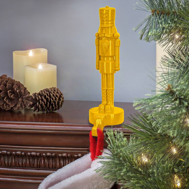 National Tree Company 10 in. HGTV Home Collection Nutcracker Stocking Holder, Yellow - 10in