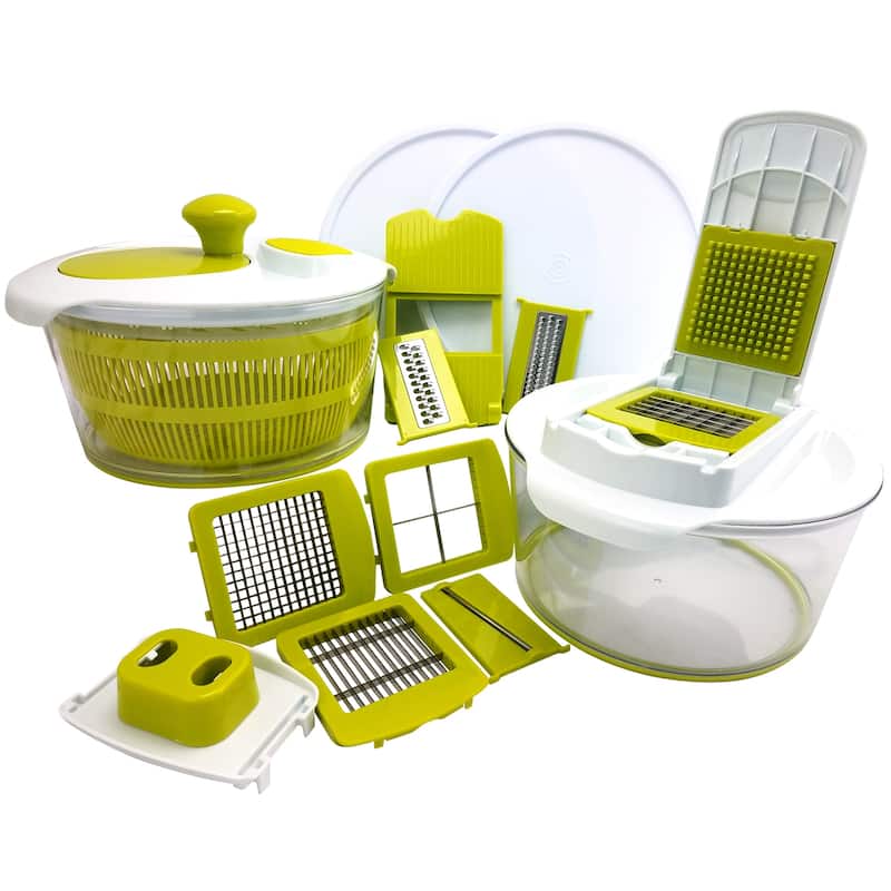 Salad Maker Set with Storage Lids - Green