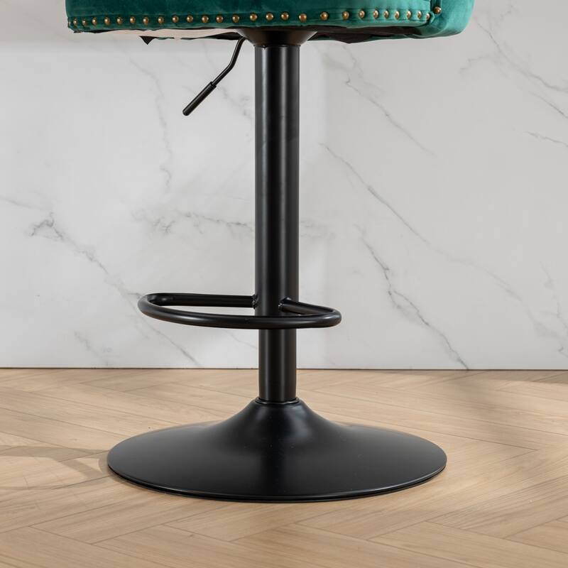 Velvet Upholstered Counter Height Wingback Barstools, Set of 2