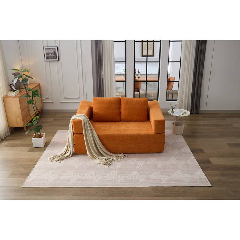 Modern Minimalist Sofa, Fold-Out Sofa Bed, Convertible Chair Floor Couch & Sleeping Mattress for Living room