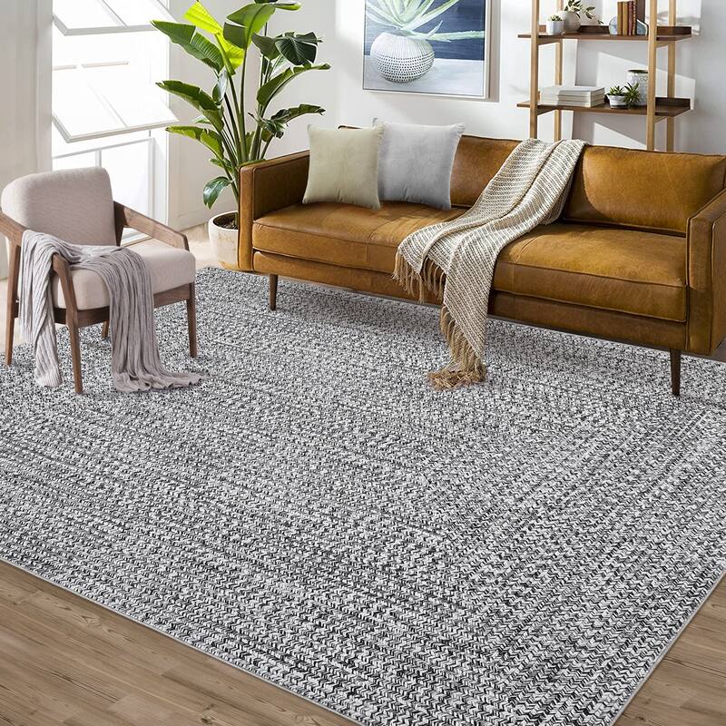 Modern Braided Print Rug Washable Area Rugs for Living Room Bedroom