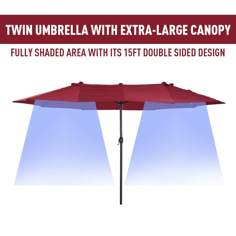 Outsunny Outdoor Double Sided Market Patio Umbrella